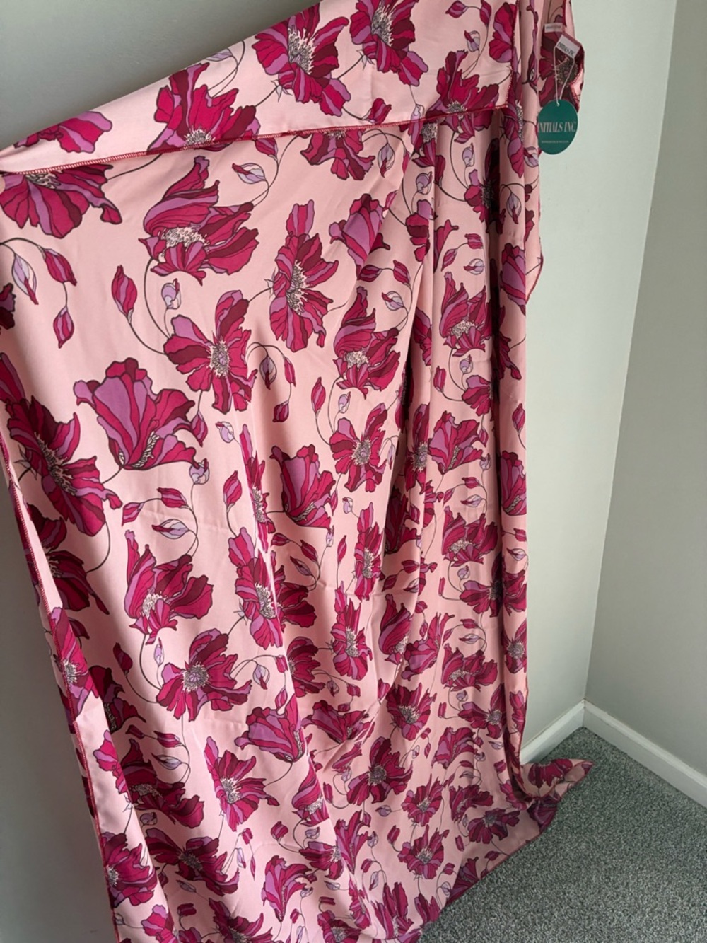 Initials Inc Very Large Floral Satin‎ Scarf Wrap Initial “M”